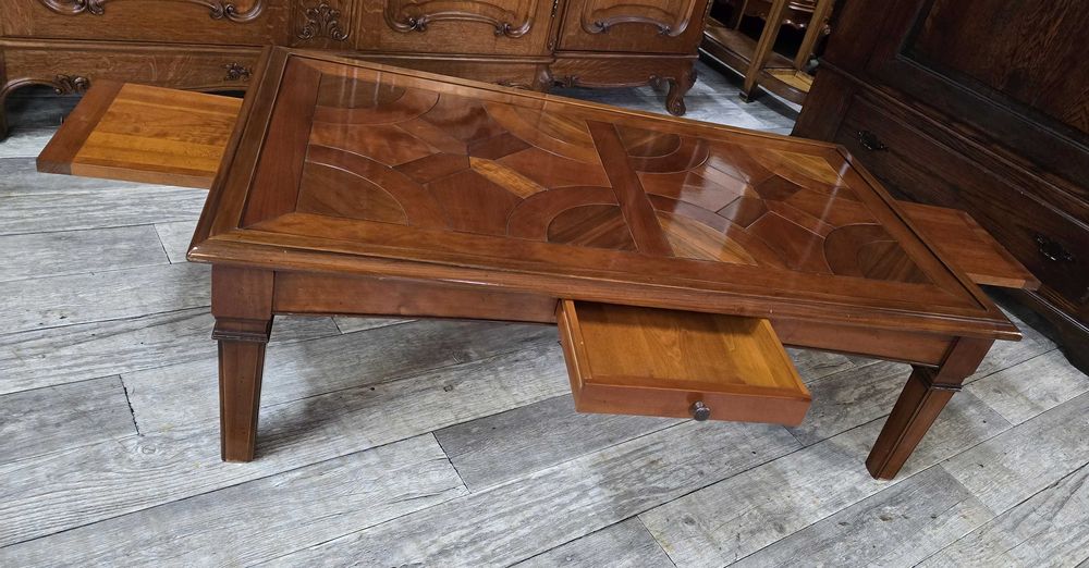 Unikatowa Drewniana Ława / Stolik Kawowy / Z Szufladką / Rozkładana /