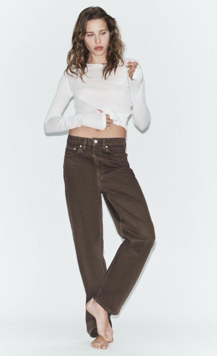 Коричневі джинси мом, нові жіночі джинси мом Zara xs