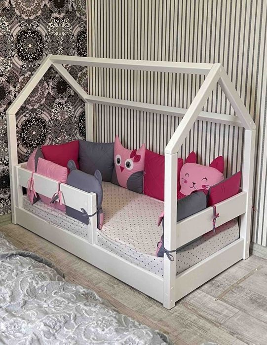 Кровать деревянная детская домик ліжко будиночок кроватка монтессорі 3