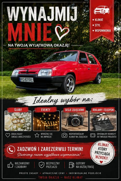 Samochod do ślubu / do wynajęcia Skoda Favorit & Skoda Kamiq