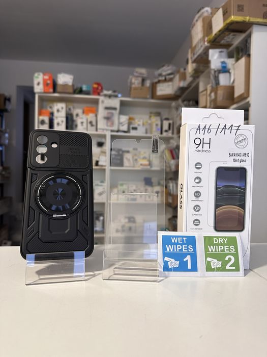 Etui Plecki Pancerne czarne + SZKŁO hartowane do SAMSUNG GALAXY A17