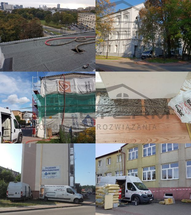 Ocieplenie poddasza, wdmuchiwanie celulozy i wełny Izolacje natryskowe