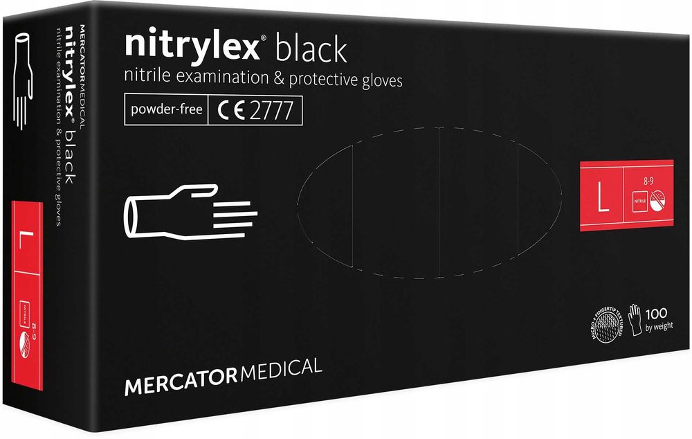 Rękawice nitrylowe 100 sztuk / czarne / rozmiar: 9 - l / nitrylex blac