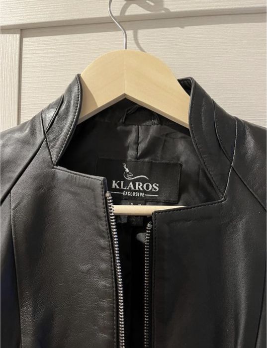 Чорна кожанка косуха з натуральної шкіри