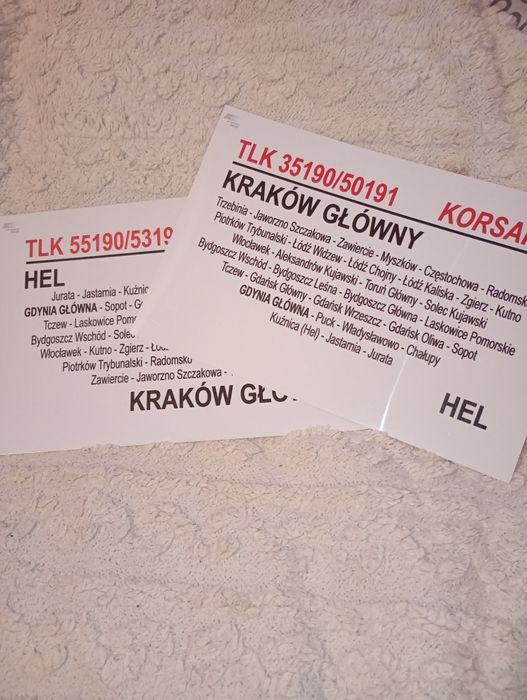 Tablica relacyjna TLK Korsarz ( Wakacyjny do Helu)