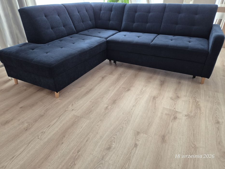 Granatowy narożnik Volare 5P sofa z funkcją spania łóżko