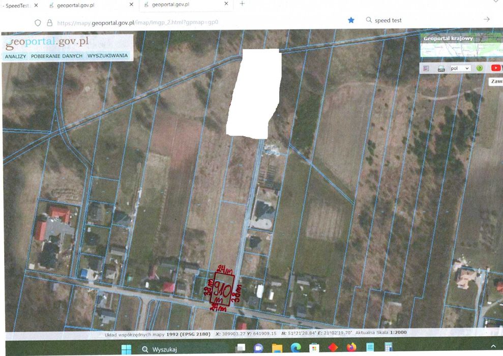 Działka budowlana 910 metrów