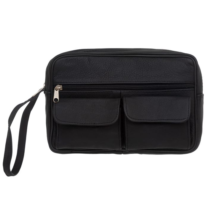 SASZETKA męska skórzana do ręki na dokumenty pieniądze xl E012 czarna