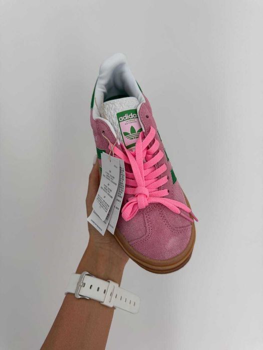 Кросівки Adidas Gazelle Bold Platform Pink/Green premium
