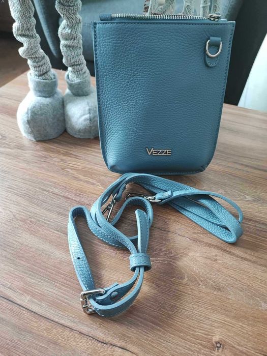 Torebka rowerówka skóra naturalna Vezze jeans NOWA