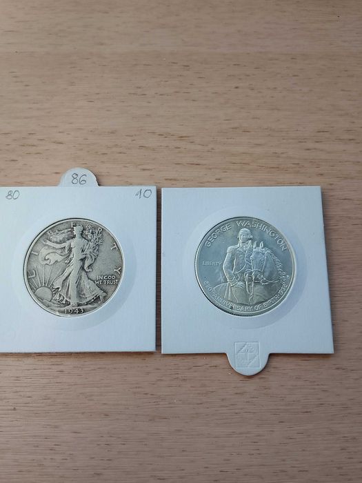 Half dolar - moneta 1943 ; 1982 srebro Cena za 2 szt.