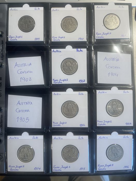 Moedas Imperio Austro-Hungaro prata (44 moedas)