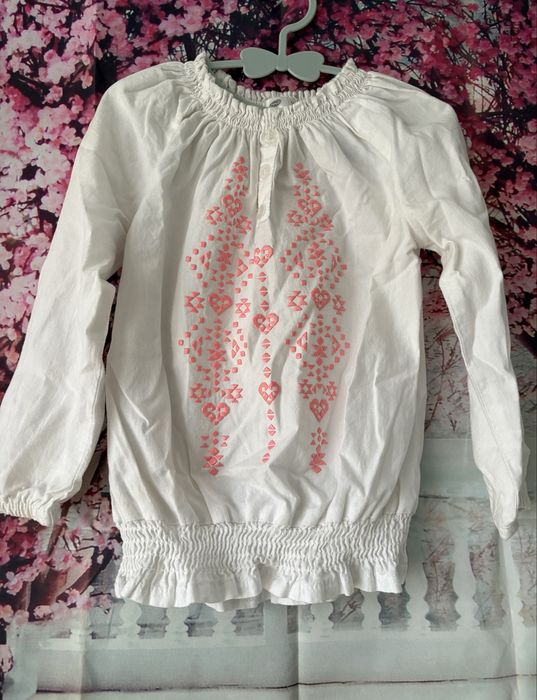 Piekna biala bluzka z aplikacja styl vintage boho 104