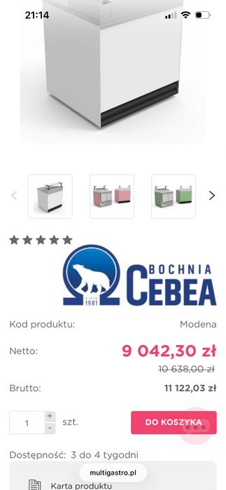 Stół chłodniczy Cebea z nadstawką -Kraków