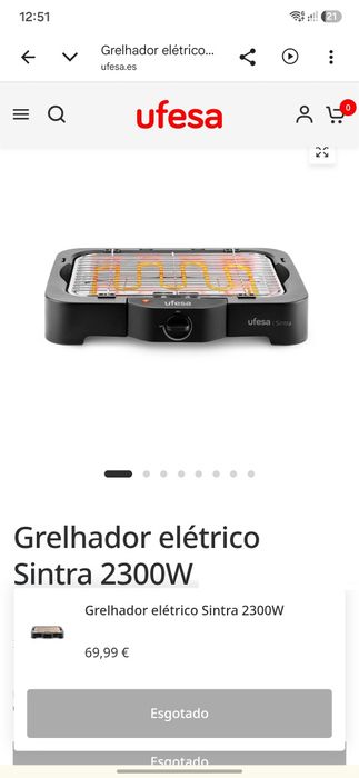 Grelhador/ Churrasqueira Elétrica Sintra Ufesa(novo)