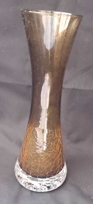 Vaso de vidro vintage, anos 60, design craquelado de Ingrid Glashütte