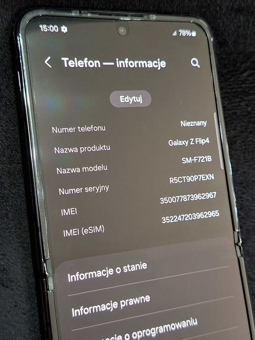 Jak NOWY Samsung Galaxy Z Flip 4 128GB 8GB Czarny BRAK RAT