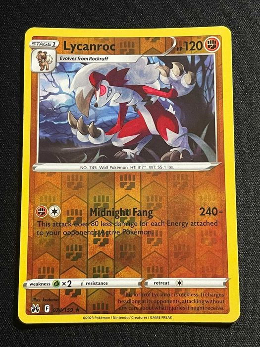 Carta Pokémon Lycanroc 74/159 Crown Zenith
