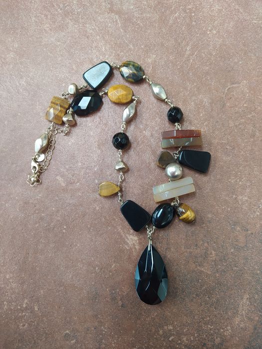 Naszyjnik damski brązowy czarny biżuteria