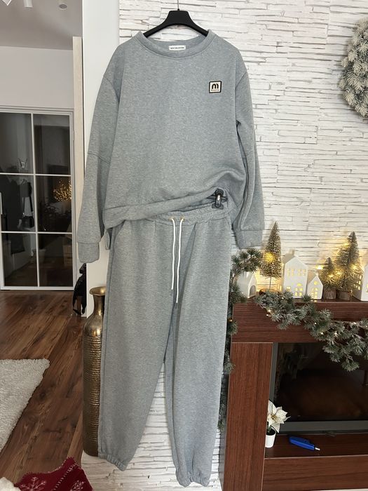 Dres ocieplany komplet dresowy damski bawełniany szary M L XL 2XL