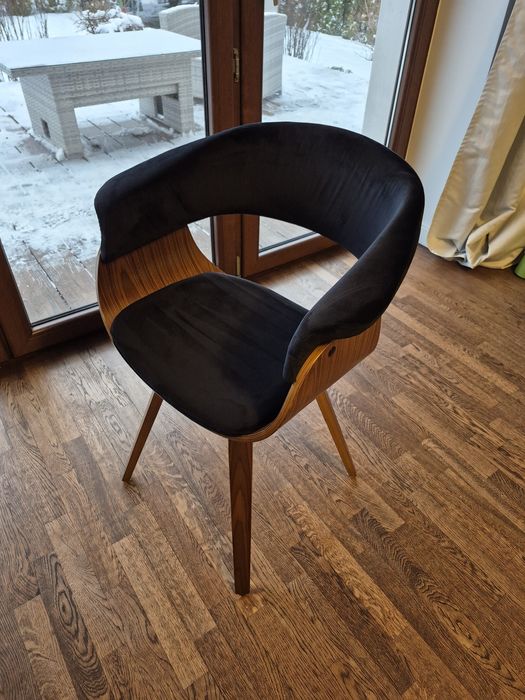 Krzesło Tapicerowane Drewniane Loft Gięte Drewno Do Jadalni Orzech OHI