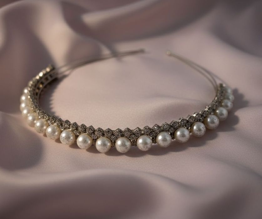 Обруч, прикраса для волосся, діадема перлини , камінці