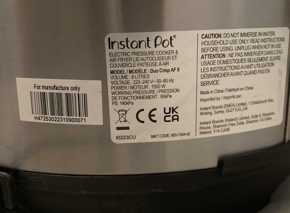 Instant Pot Duo Crisp Air Fryer 8L, 11 em 1 Fritadeira