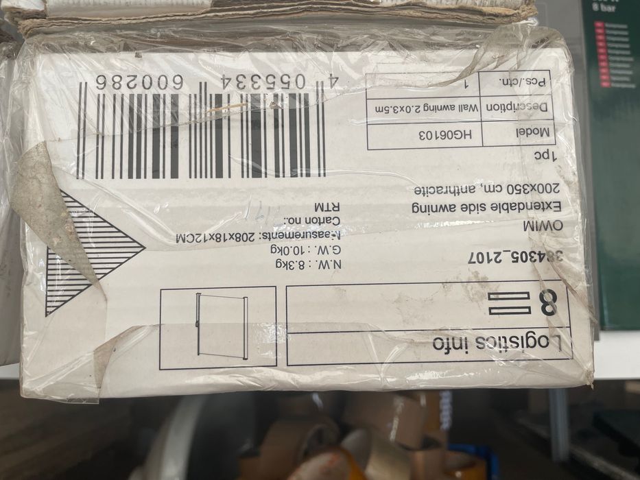 Markiza boczna 2m x 3.5m antracyt