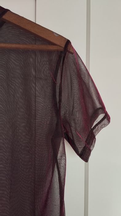 Prześwitujący połyskujący fioletowy T-shirt H&M