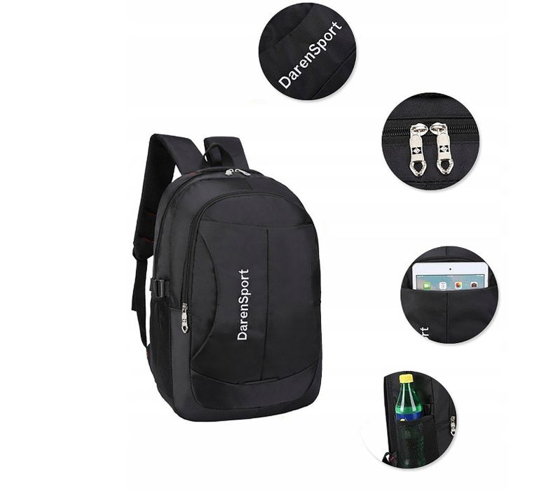 Plecak Męski Damski Do Pracy Szkoły Czarny Wodoodporny Wytrzymały P13