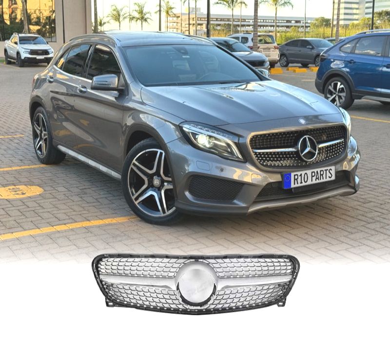 GRELHA DIANTEIRA MERCEDES CLASE GLA X156 AMG 15-17 LOOK DIAMOND SILVER