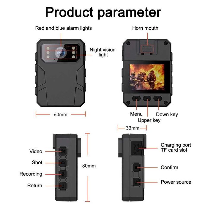 4K Body Camera 2025, Поліцейська боді камера з великим екраном