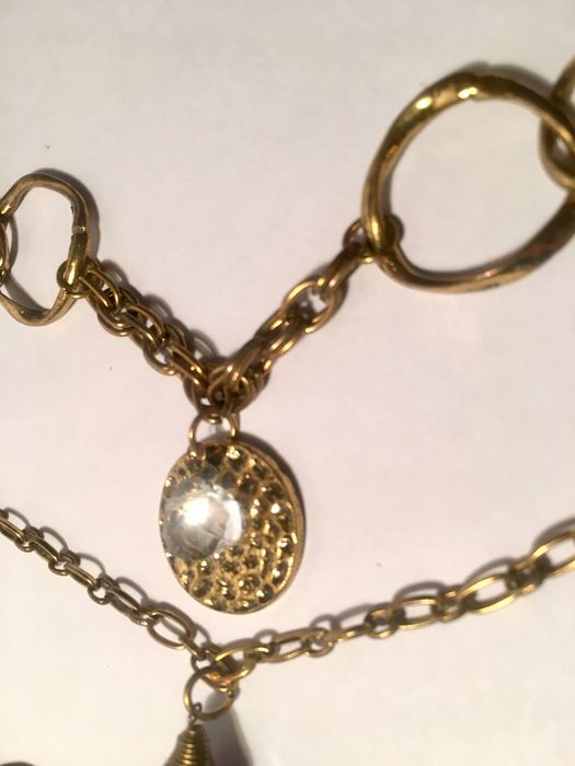 3 COLARES - pedras naturais - vidros - latão - 96 / 40 / 120 cm/s