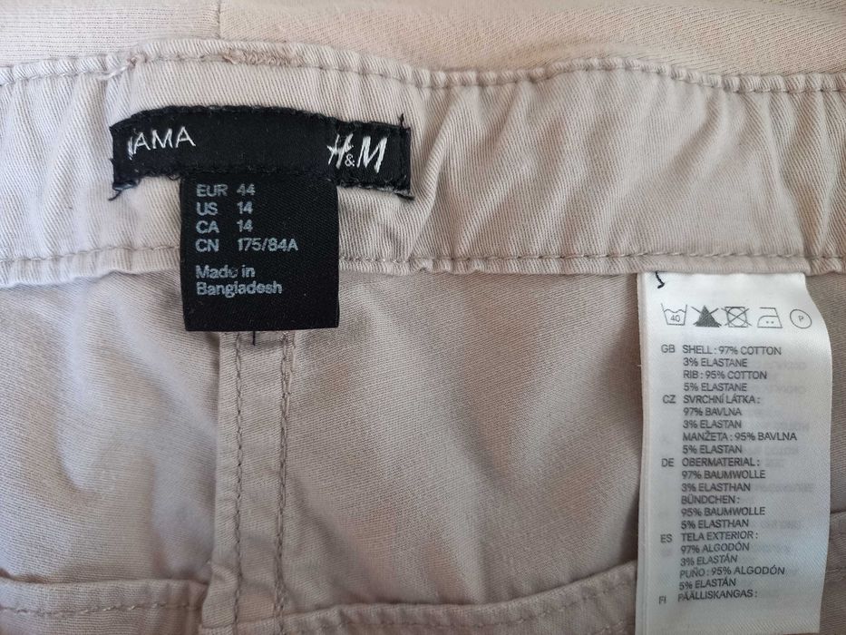 44 H&M MAMA 7/8 ciążowe spodnie beżowe proste nogawki slim