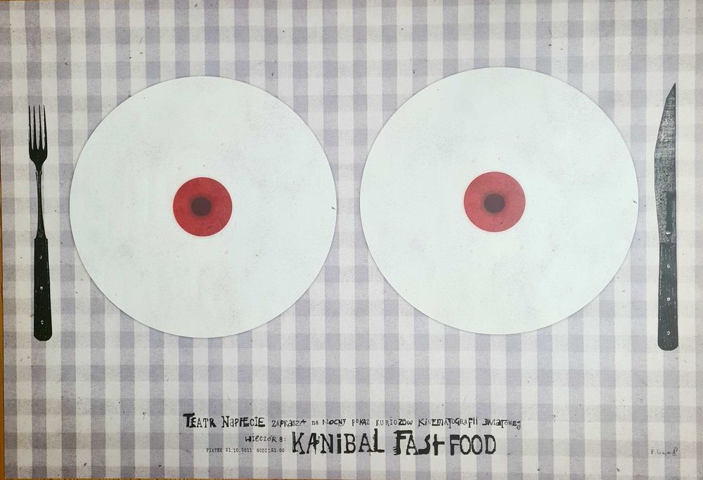 Ryszard Kaja oryginalny plakat 2011 Kanibal fast food 98x68 cm
