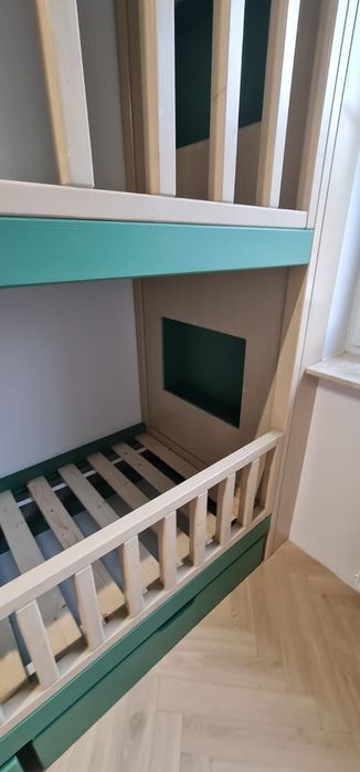 Antresola 90x200 z lameli łóżko piętrowe drewniane