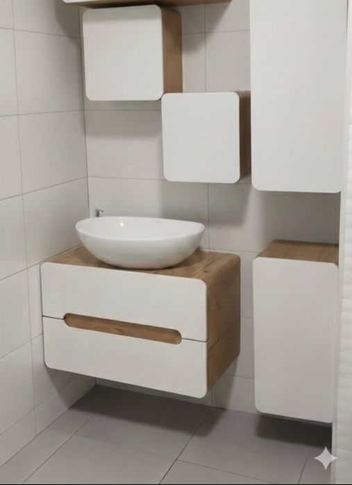 Zestaw mebli łazienkowych Aruba White Comad + umywalka Rea