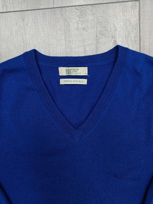 Niebieski sweter męski w serek, Marks & Spencer, rozm L / 40