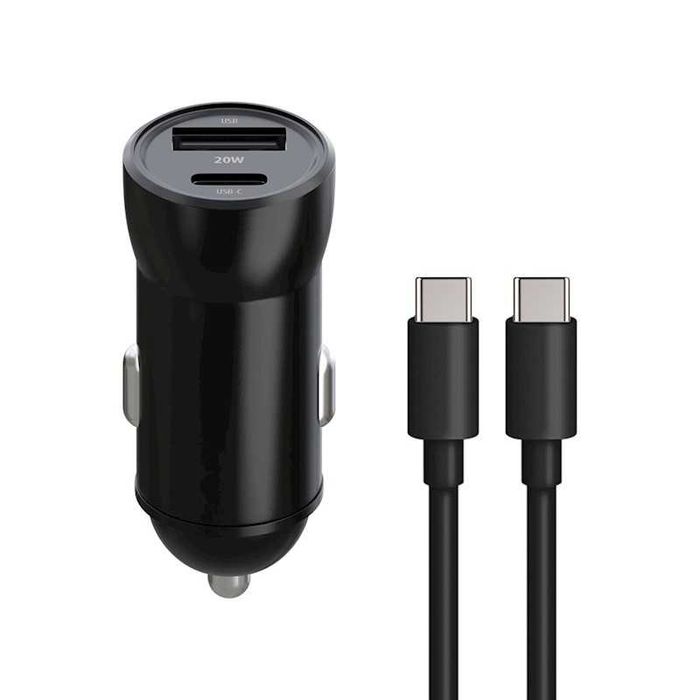 Maxlife ładowarka samochodowa 1xUSB-C 1xUSB + kabel USB-C -USB-C