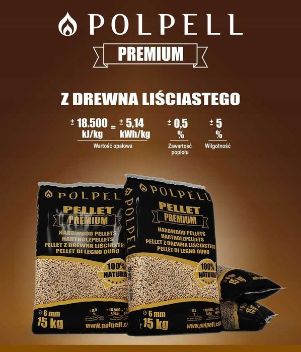 Pellet dębowo-bukowy Premium 6mm 18,5MJ -1050KG Łódź- dostawa w cenie