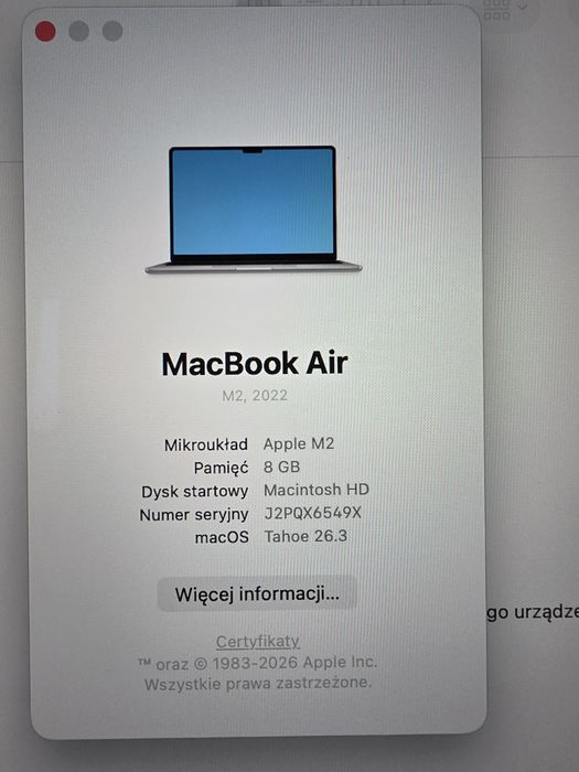 Apple Mabook air m2 8/256 2022