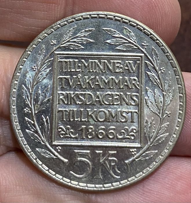 Moeda 1080 - SUECIA 5 Kronor 1966 Prata