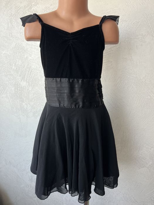 Черное платье для бальных  танцев, сарафан рост 140