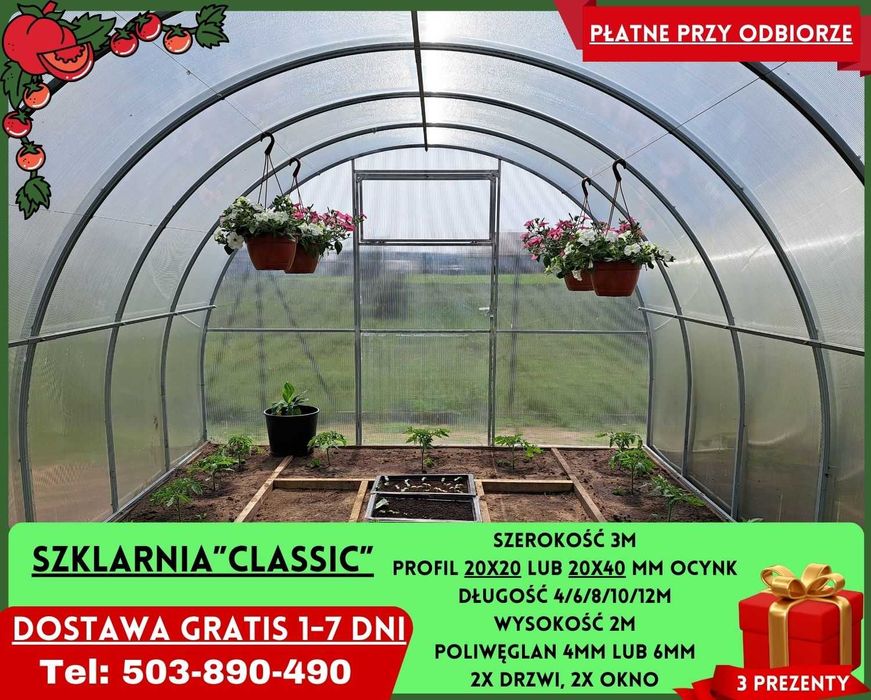 Szklarnia Ogrodowa 3x4m poliwęglan 4/6 mm Sprzedam Gratisy Tuchola