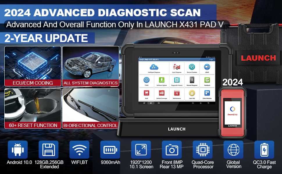 Máq. Diagnostico Auto - Launch PAD V Elite J2534 SmartLink C Nova