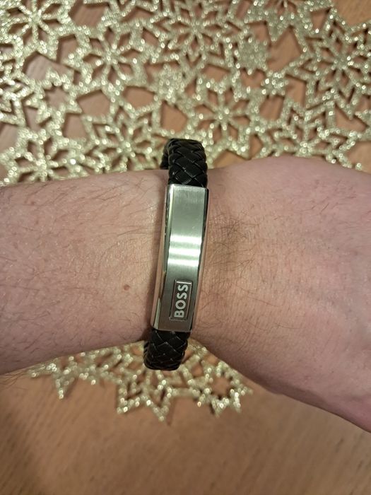 Bransoletka męska boss czarna / srebrna