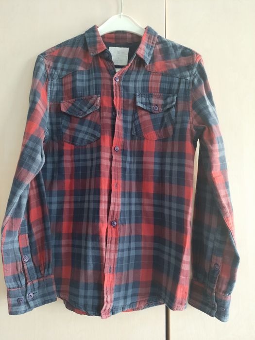 Koszula w kratę cienka flanela S