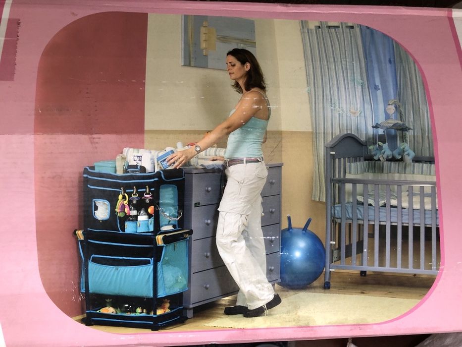 Детская тележка прикроватный столик для ухода за ребенком розовая