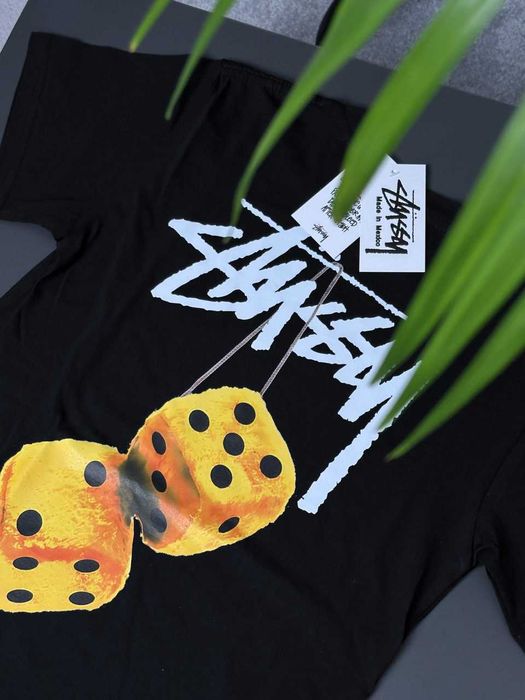 BIG Logo • Новые Футболки Stussy Hippo • Черная / Белая • Стусси Принт