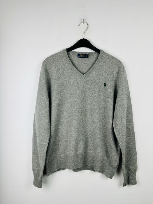 Szary sweter męski z wełny Merino Polo Ralph Lauren rozmiar L fit M